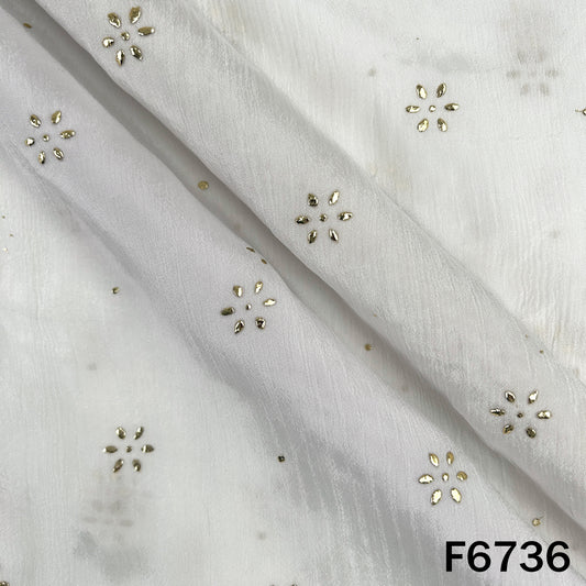 Dyeable Pasted Mukaish Chinnon Chiffon Fabric - F6736