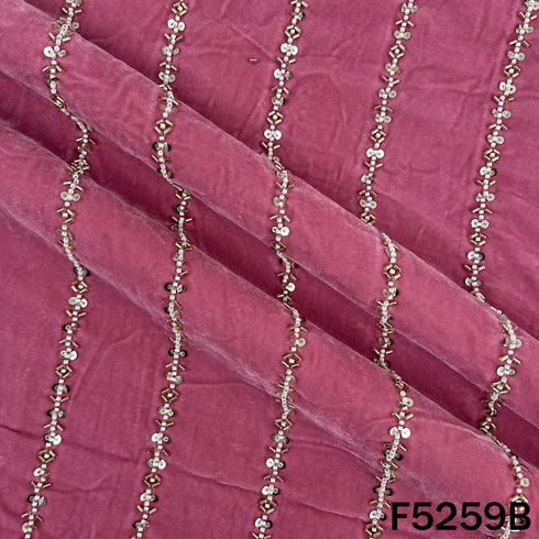 Cut Dana Sequins Embroidered Velvet Fabric - F5259
