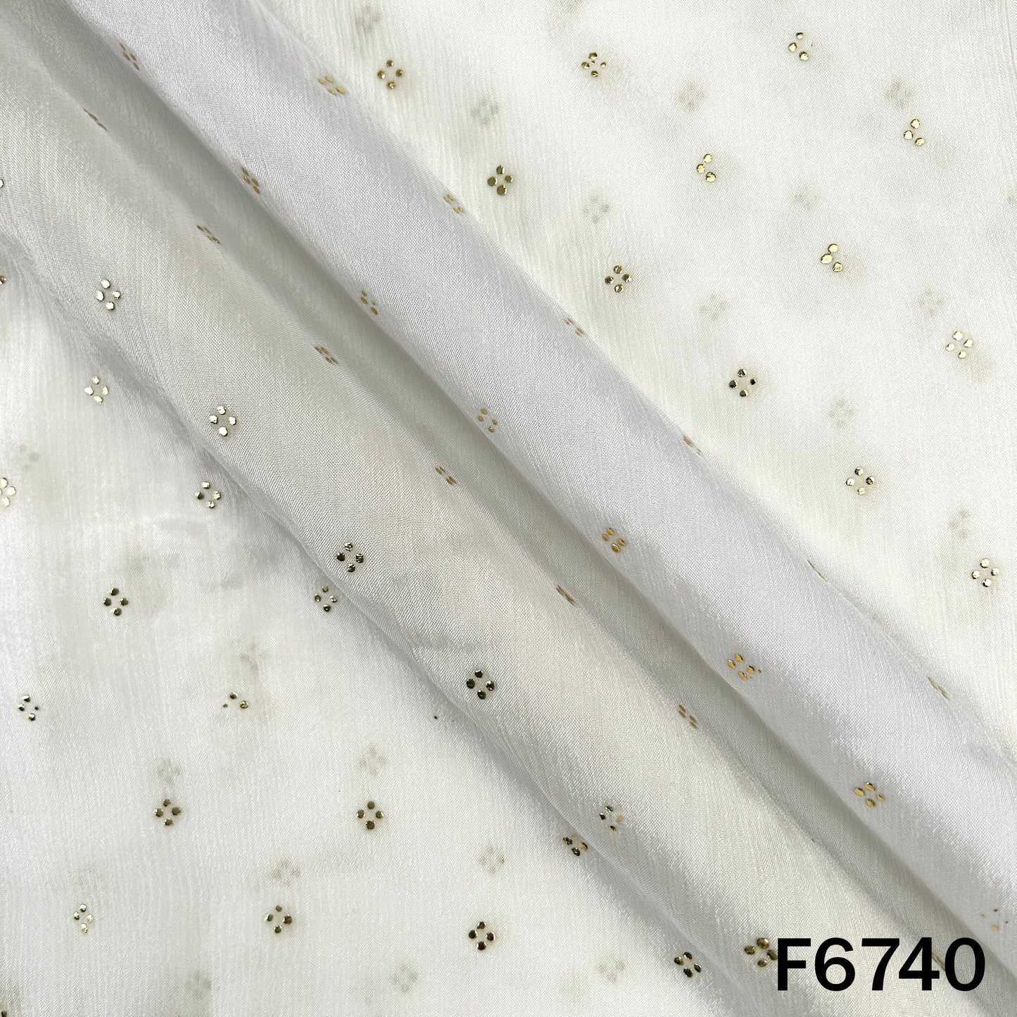 Dyeable Pasted Mukaish Chinnon Chiffon Fabric - F6740