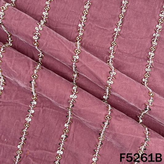 Cut Dana Sequins Embroidered Velvet Fabric - F5261