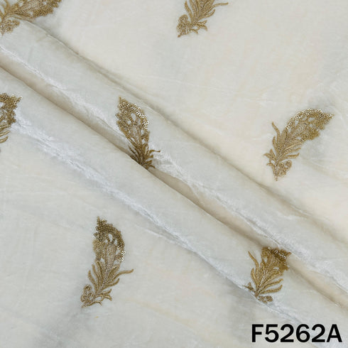 Dyeable Zari Sequins Embroidered Velvet Fabric - F5262