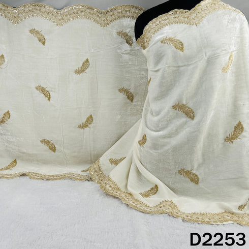 Dyeable Zari Sequins Embroidered Velvet Dupatta - D2253