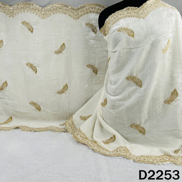 Dyeable Zari Sequins Embroidered Velvet Dupatta - D2253