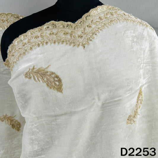 Dyeable Zari Sequins Embroidered Velvet Dupatta - D2253