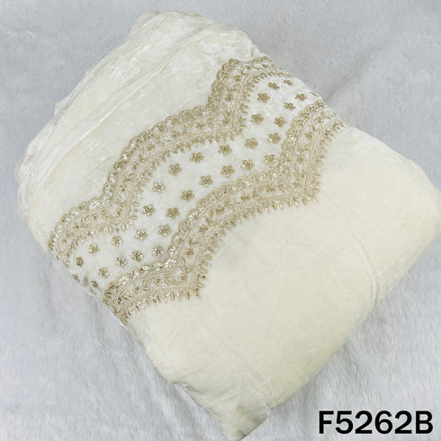 Dyeable Zari Sequins Embroidered Velvet Fabric - F5262