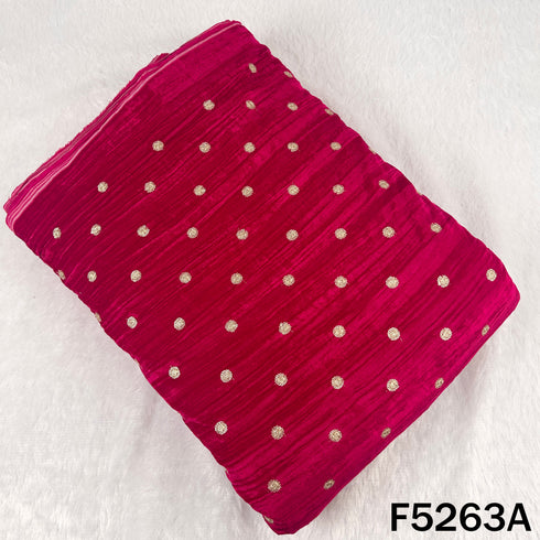 Zari Sequins Embroidered Wrinkled Velvet Fabric - F5263