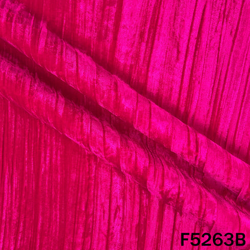 Zari Sequins Embroidered Wrinkled Velvet Fabric - F5263