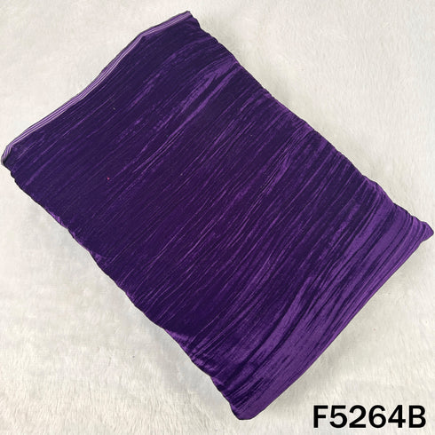 Zari Sequins Embroidered Wrinkled Velvet Fabric - F5264