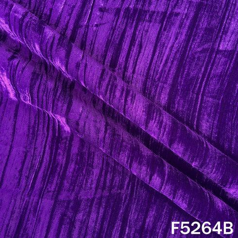 Zari Sequins Embroidered Wrinkled Velvet Fabric - F5264