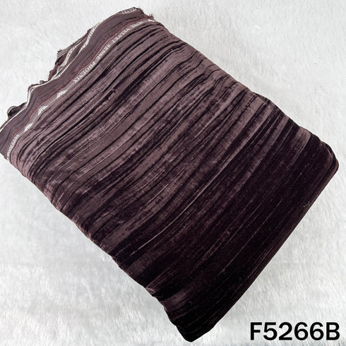 Zari Sequins Embroidered Wrinkled Velvet Fabric - F5266