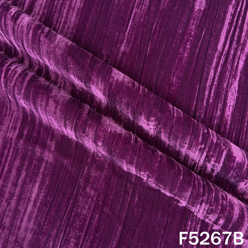 Zari Sequins Embroidered Wrinkled Velvet Fabric - F5267