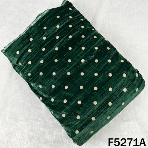 Zari Sequins Embroidered Wrinkled Velvet Fabric - F5271
