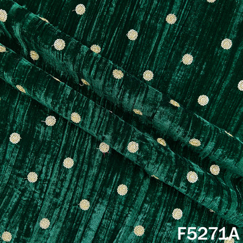 Zari Sequins Embroidered Wrinkled Velvet Fabric - F5271
