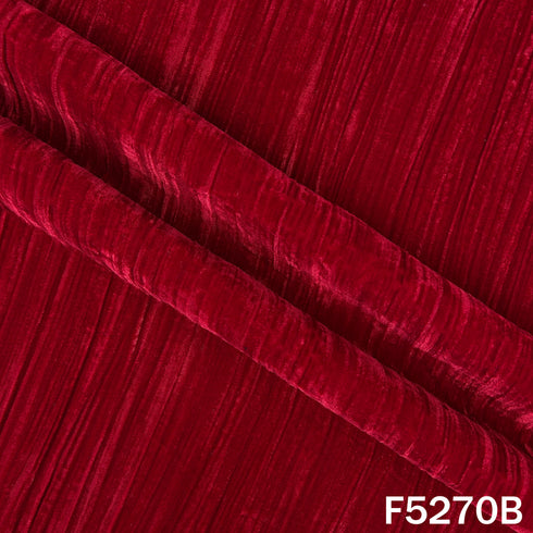 Zari Sequins Embroidered Wrinkled Velvet Fabric - F5270
