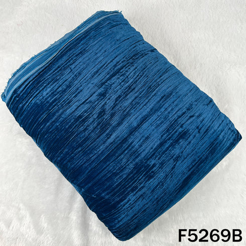 Zari Sequins Embroidered Wrinkled Velvet Fabric - F5269