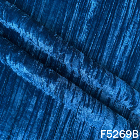 Zari Sequins Embroidered Wrinkled Velvet Fabric - F5269