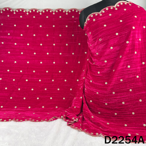 Zari Sequins Embroidered Wrinkled Velvet Dupatta - D2254