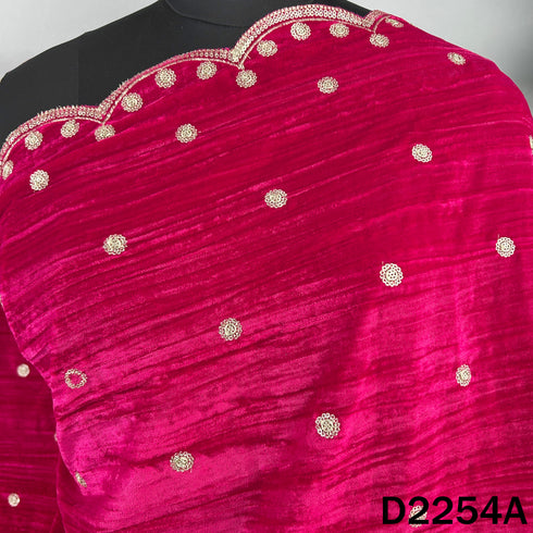 Zari Sequins Embroidered Wrinkled Velvet Dupatta - D2254
