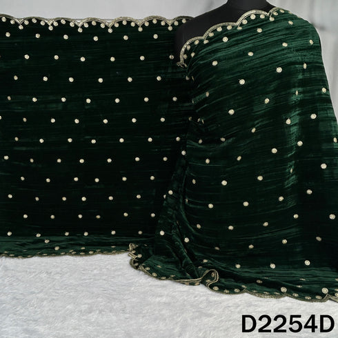 Zari Sequins Embroidered Wrinkled Velvet Dupatta - D2254