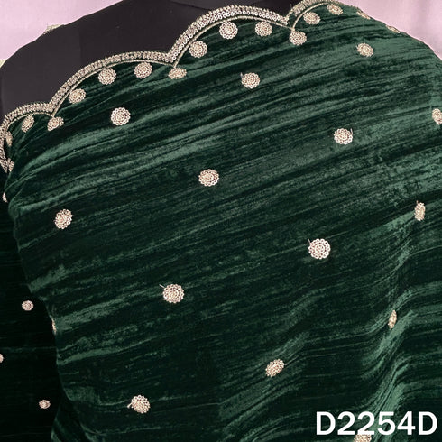 Zari Sequins Embroidered Wrinkled Velvet Dupatta - D2254