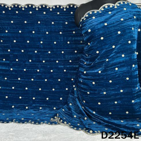 Zari Sequins Embroidered Wrinkled Velvet Dupatta - D2254