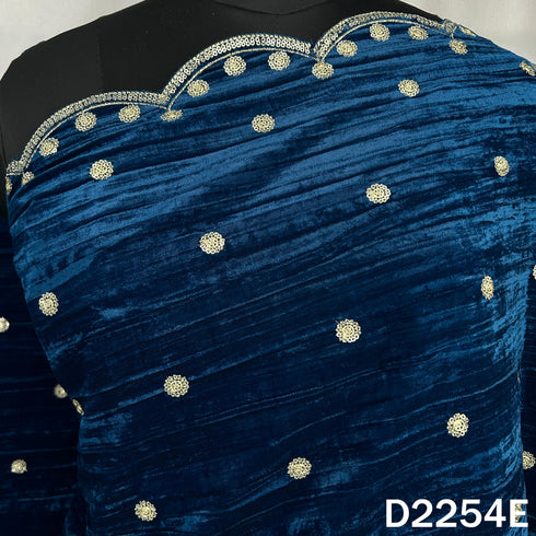 Zari Sequins Embroidered Wrinkled Velvet Dupatta - D2254