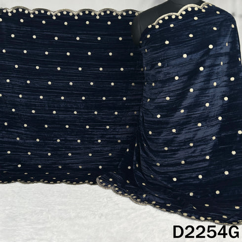 Zari Sequins Embroidered Wrinkled Velvet Dupatta - D2254