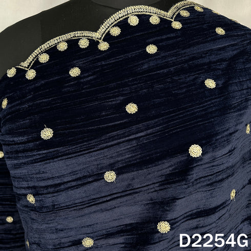 Zari Sequins Embroidered Wrinkled Velvet Dupatta - D2254