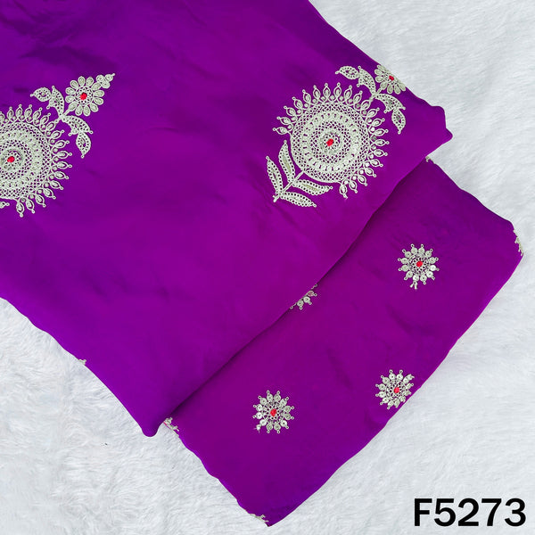 Zari Sequins Thread Work Viscose Crepe Fabric - F5273