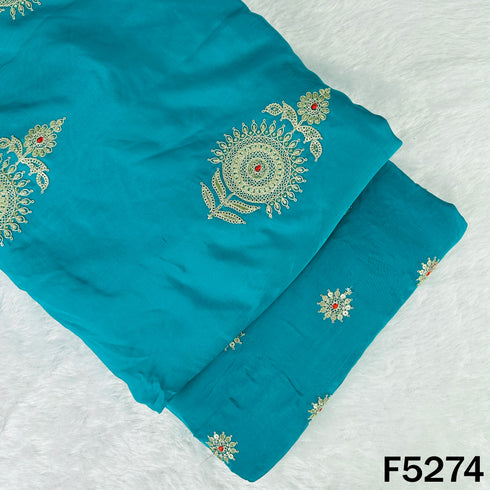 Zari Sequins Thread Work Viscose Crepe Fabric - F5274