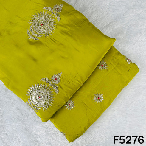 Zari Sequins Thread Work Viscose Crepe Fabric - F5276