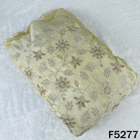 Dyeable Cut Dana Zari Sequins Pearl Embroidered Shimmer Tissue Fabric - F5277