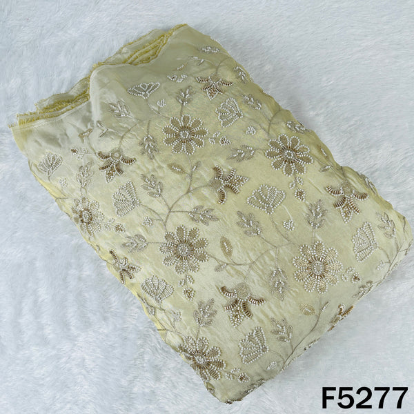 Dyeable Cut Dana Zari Sequins Pearl Embroidered Shimmer Tissue Fabric - F5277
