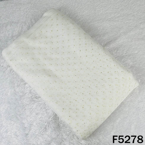 Dyeable Gold Pasted Mukaish Work Organza Fabric - F5278