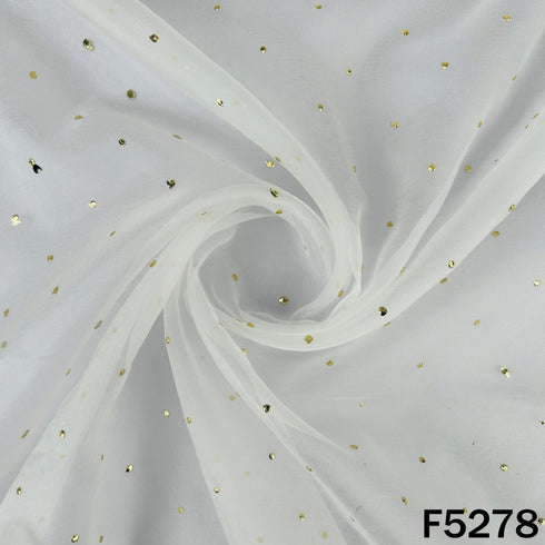 Dyeable Gold Pasted Mukaish Work Organza Fabric - F5278