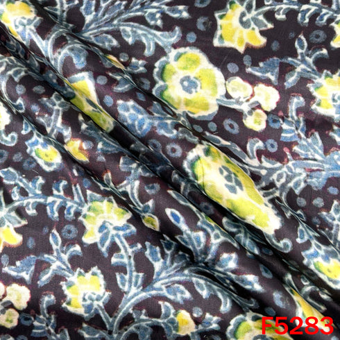 Digital Print Gajji Silk Fabric - F5283