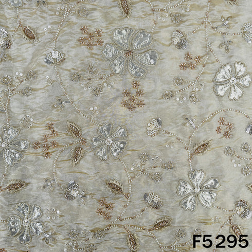 Cut Dana Thread Sequins Embroidered Shimmer Tissue Fabric - F5295