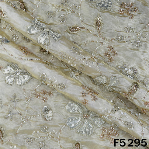 Cut Dana Thread Sequins Embroidered Shimmer Tissue Fabric - F5295