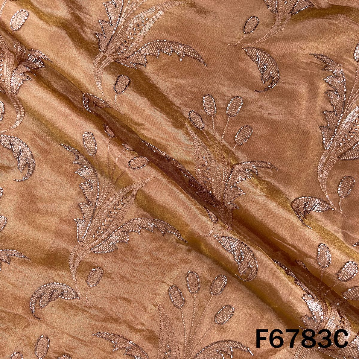 Cut Dana Thread Sequins Embroidered Shimmer Tissue Fabric - F6783