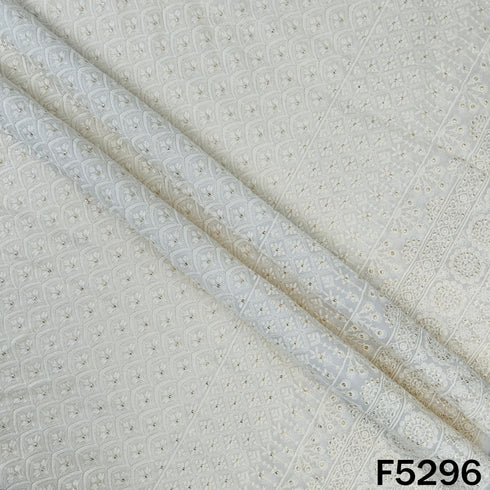 Dyeable Thread Sequins Embroidered Georgette Fabric - F5296