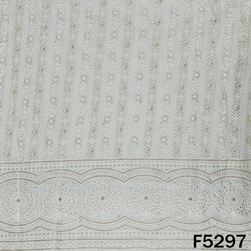Dyeable Thread Sequins Embroidered Georgette Fabric - F5297