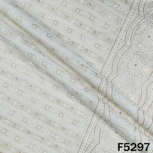 Dyeable Thread Sequins Embroidered Georgette Fabric - F5297