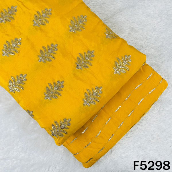 Zari Sequins Embroidered Chinnon Chiffon Fabric - F5298