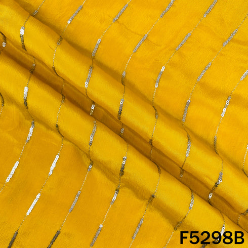 Zari Sequins Embroidered Chinnon Chiffon Fabric - F5298