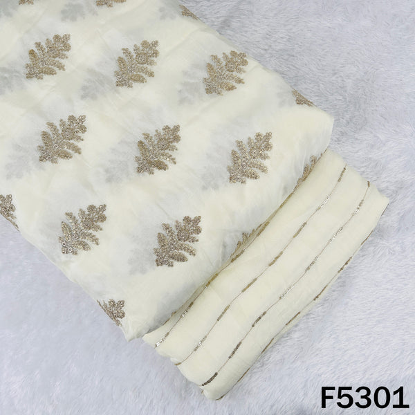 Zari Sequins Embroidered Chinnon Chiffon Fabric - F5301
