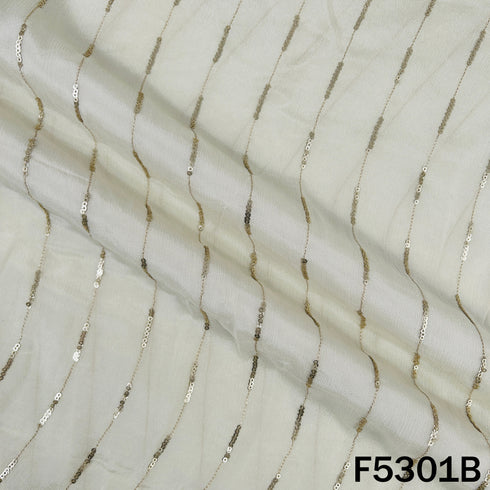Zari Sequins Embroidered Chinnon Chiffon Fabric - F5301