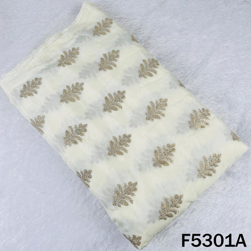 Zari Sequins Embroidered Chinnon Chiffon Fabric - F5301