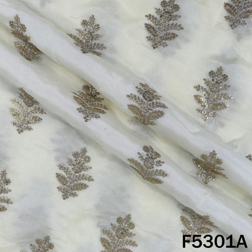 Zari Sequins Embroidered Chinnon Chiffon Fabric - F5301