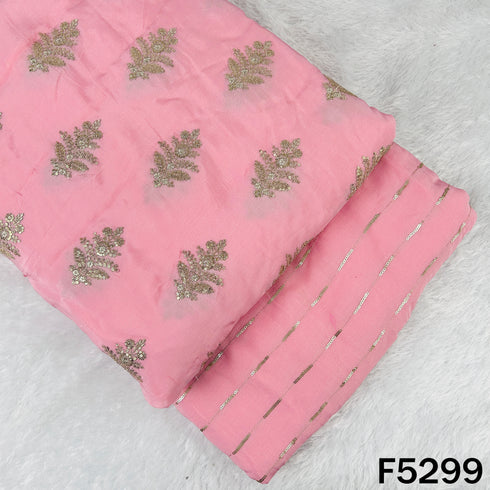 Zari Sequins Embroidered Chinnon Chiffon Fabric - F5299