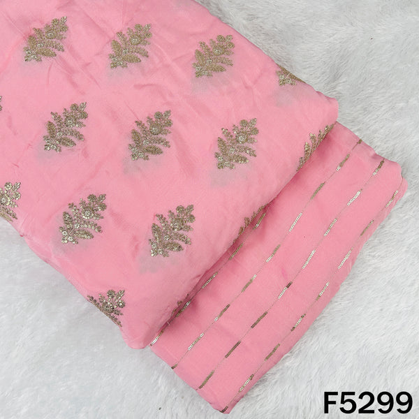 Zari Sequins Embroidered Chinnon Chiffon Fabric - F5299